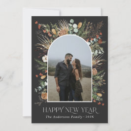 Neujahr 1 Foto Bogen Aquarell botanische Blüte Feiertagskarte