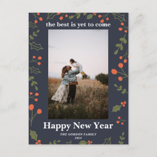 Neujahr 1 Foto Botanischer Urlaub Holly Modern Feiertagspostkarte