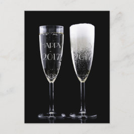Neujahr 2017 Schwarz-weiße Champagner-Gläser Feiertagspostkarte