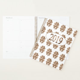 Neujahr 2019 Gold- und White-Four-Leaf-Clovers Planer