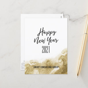 Neujahr 2021   Corporate Business Gold Abstrakt Feiertagspostkarte