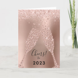Neujahr 2022 Rose Gold Metallic Glitzer Feiertagskarte
