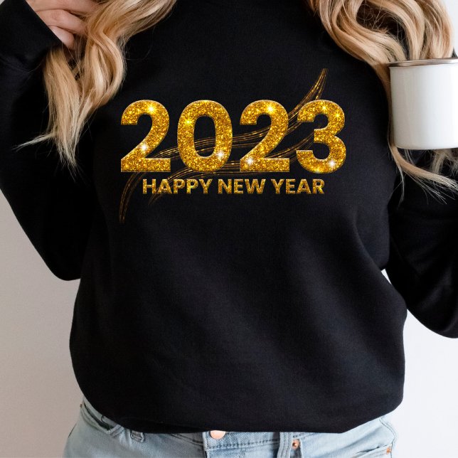 Neujahr 2023 Gold Glitzer Sparkle Gold Akzent Sweatshirt (Von Creator hochgeladen)