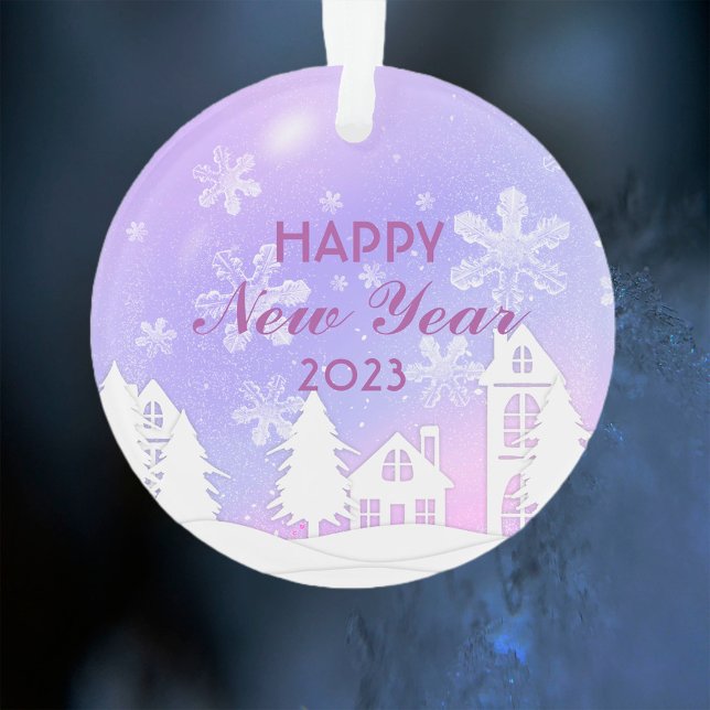 Neujahr 2023 Lila Schnee im Weißen Haus frohe Weih Ornament (Von Creator hochgeladen)