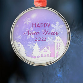 Neujahr 2023 Lila Schnee im Weißen Haus Ornament Aus Metall