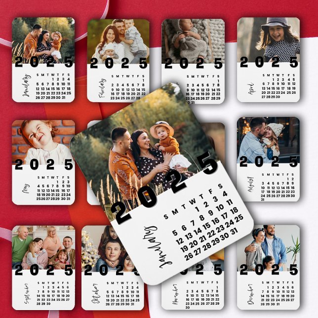 Neujahr 2025 Januar Foto der Kalenderfamilie Magnet (New Year 2025 January Calendar Family Photo Magnet)