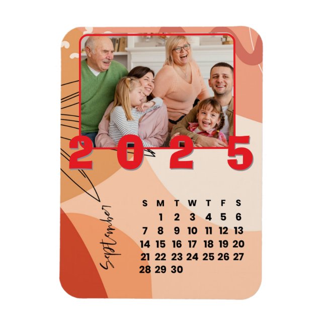 Neujahr 2025 Kalender September Foto der Familie Magnet (Vertikal)