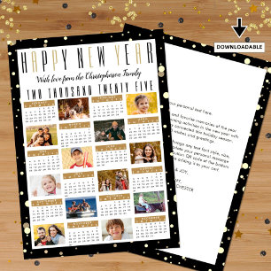 Neujahr 2025 Kalenderjahr Überprüfung 12 Foto Feiertagskarte