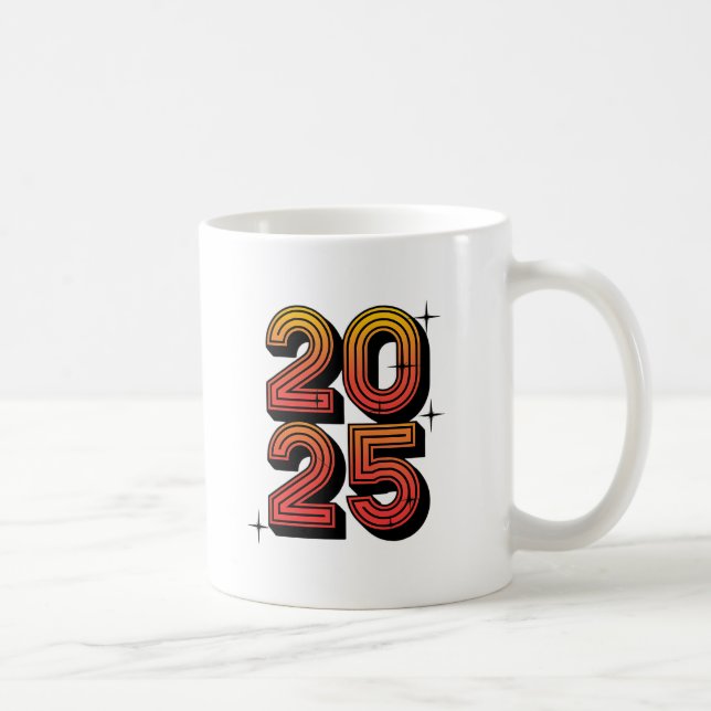 Neujahr 2025 Retro Celebration Design Kaffeetasse (Rechts)