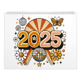 Neujahr 2025 Retro-Feier Kalender