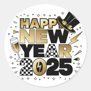 Neujahr 2025 runder aufkleber