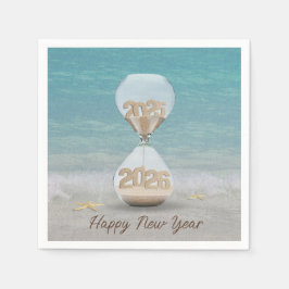 Neujahr 2025 Stundenglas mit Starfish Serviette