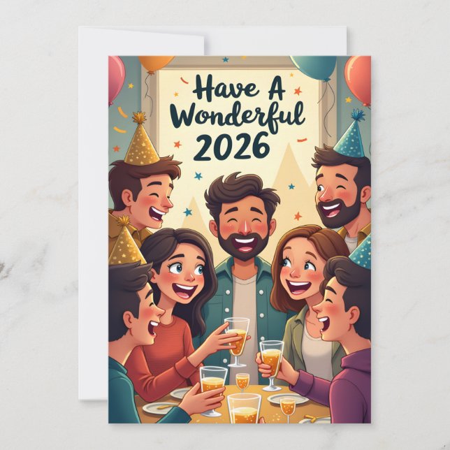Neujahr 2026 feiertagskarte (Vorderseite)