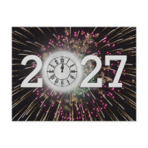 Neujahr 2026 Feuerwerke und Monduhr