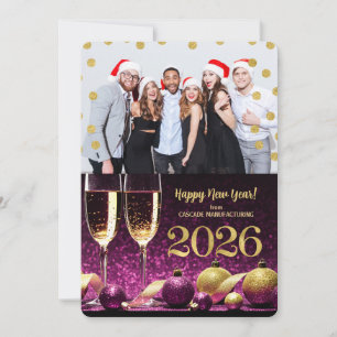 Neujahr 2026 Lila Gold Champagne Business Foto Feiertagskarte