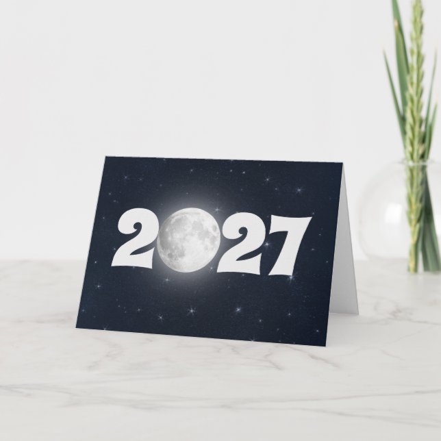 Neujahr 2026 Vollmond-Karte Karte (Vorderseite)