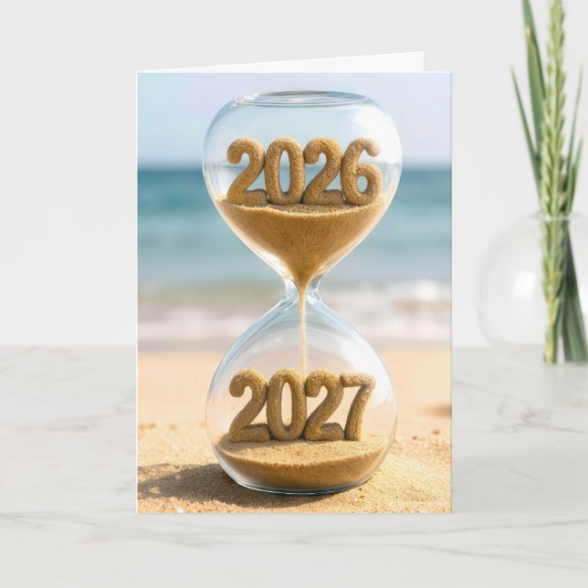 Neujahr 2027 Sanduhr Karte (Vorderseite)