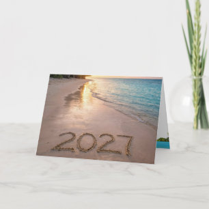 Neujahr 2027 Tropischer Strand Karte