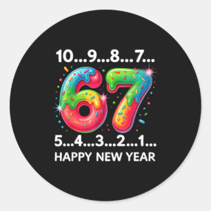 Neujahr 67 Candy Countdown Lustiges Frohes Neues J Runder Aufkleber