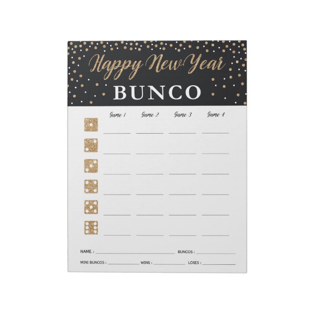 Neujahr Bunco Party Game Score Card Notizblock (Rotiert)