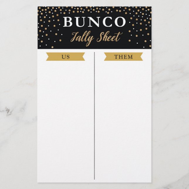 Neujahr Bunco Party Game Tsheet (Vorderseite)
