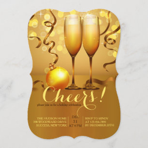 Neujahr Champagner Toast Einladung