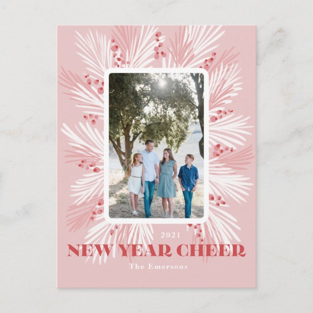 Neujahr Chef Pink HolidayPostcard Postkarte (Vorderseite)