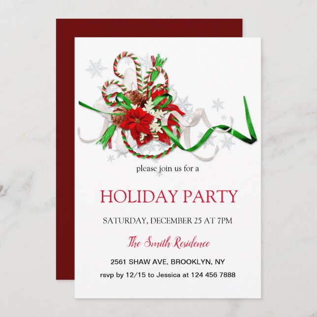 Neujahr Dekoration loli Pop, Weihnachtsstar Invit Einladung (Vorne/Hinten)