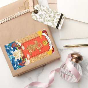 Neujahr des Drachen 2024 Fu-Ideogramm Rechteckiger Aufkleber