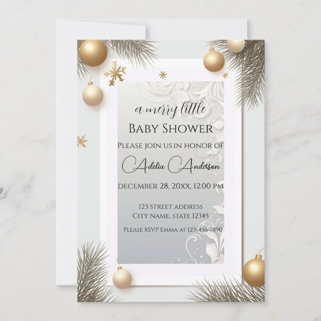 Neujahr Design Gold Elegant Baby Shower Einladung (Vorderseite)