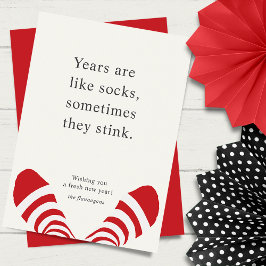 Neujahr: Die sonnigen Socken rot Feiertagskarte