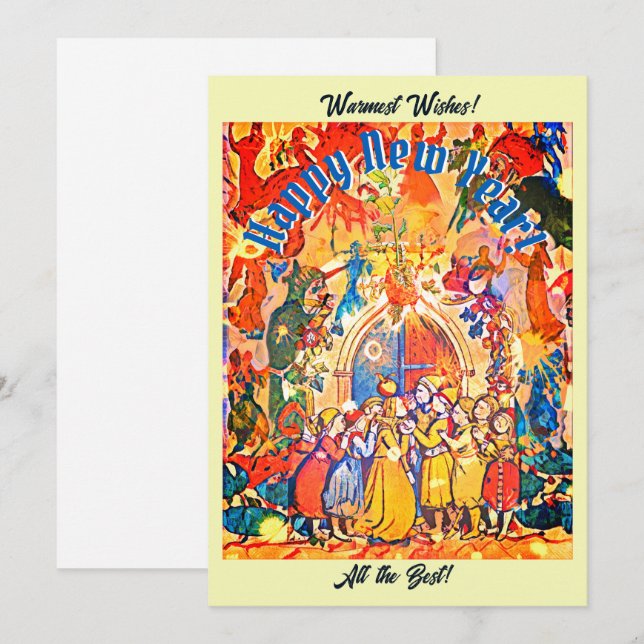 Neujahr Feiertagskarte (Vorne/Hinten)