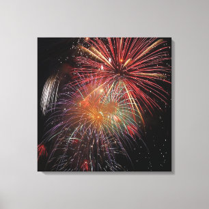 Neujahr Feuerwerkskunst Glitzern Canvas Print Leinwanddruck