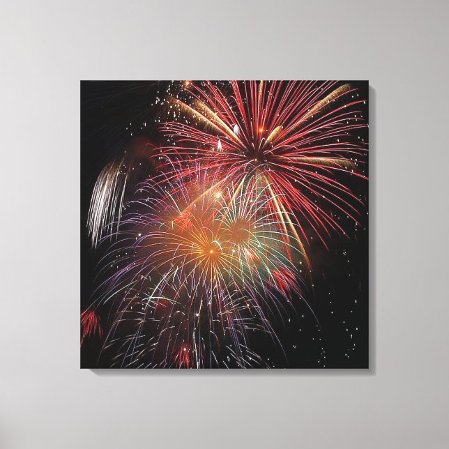 Neujahr Feuerwerkskunst Glitzern Canvas Print Leinwanddruck (Vorderseite)