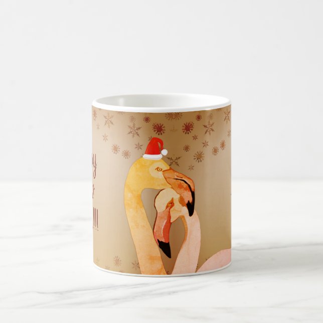 Neujahr, Flamingo-Vogelwelt-Tasse Kaffeetasse (Mittel)