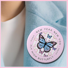 Neujahr - Fly Hi Butterfly - Neues Jahr Button