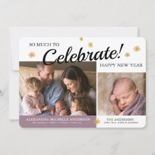 Neujahr Foto Baby Girl Geburtserklärung Feiertagskarte