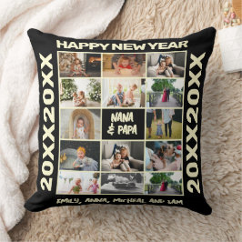 Neujahr Foto Collage Großeltern Geschenk Kissen