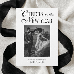 Neujahr Frischvermählte Moderne Hochzeitsfoto Feiertagskarte