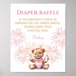 Neujahr Girl Pink Babydusche Windeln Raffle-Zeiche Poster