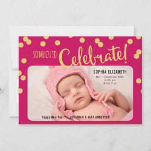 Neujahr Gruß Baby Girl Geburtsankündigung Feiertagskarte