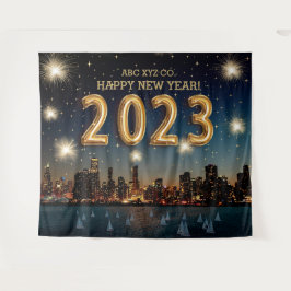 Neujahr | Hintergrund des Fotos der Feuerwerkskörp Wandteppich