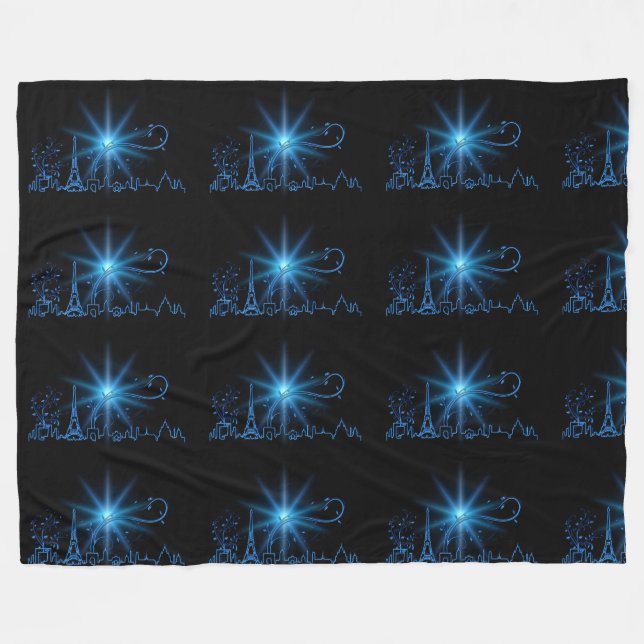Neujahr in Paris Fleecedecke (Vorderseite (Horizontal))