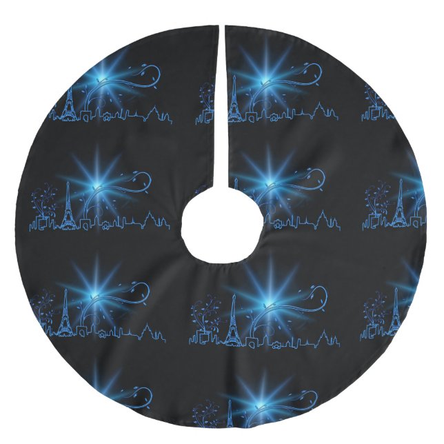 Neujahr in Paris Polyester Weihnachtsbaumdecke (Vorderseite)