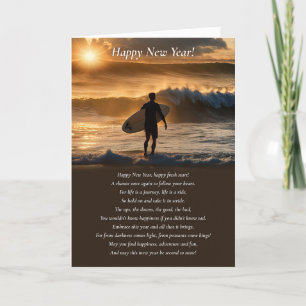 Neujahr Inspirationsgedanken mit Surfer Gedicht Karte