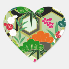 Neujahr Japan Stil Herz-Aufkleber