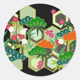 Neujahr Japan Stil Runder Aufkleber