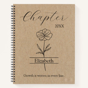 Neujahr Kapitel Wildblume Minimalistischer Name Notizbuch