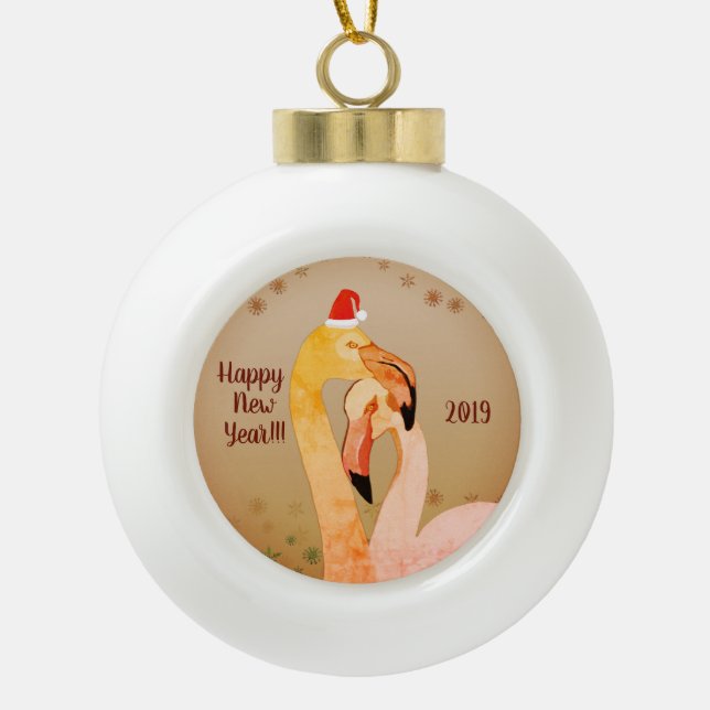 Neujahr Liebe Ball Dekoration Keramik Kugel-Ornament (Vorderseite)