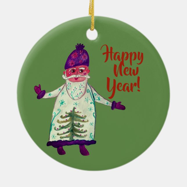 Neujahr Maßgeschneiderter Weihnachtskalender Keramik Ornament (Hinten)